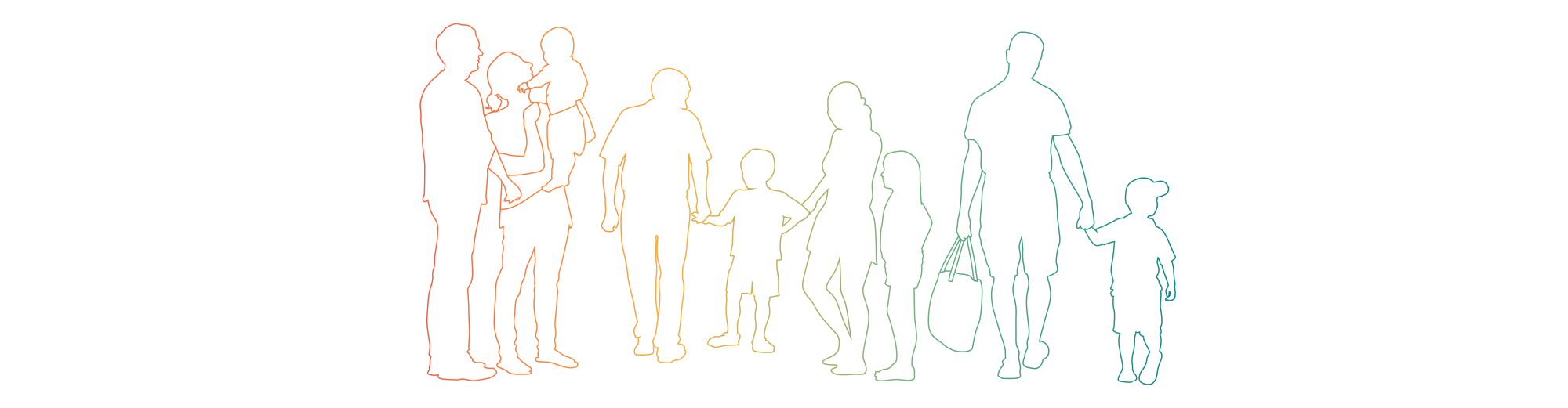 Rainbow outline of intergenerational people.